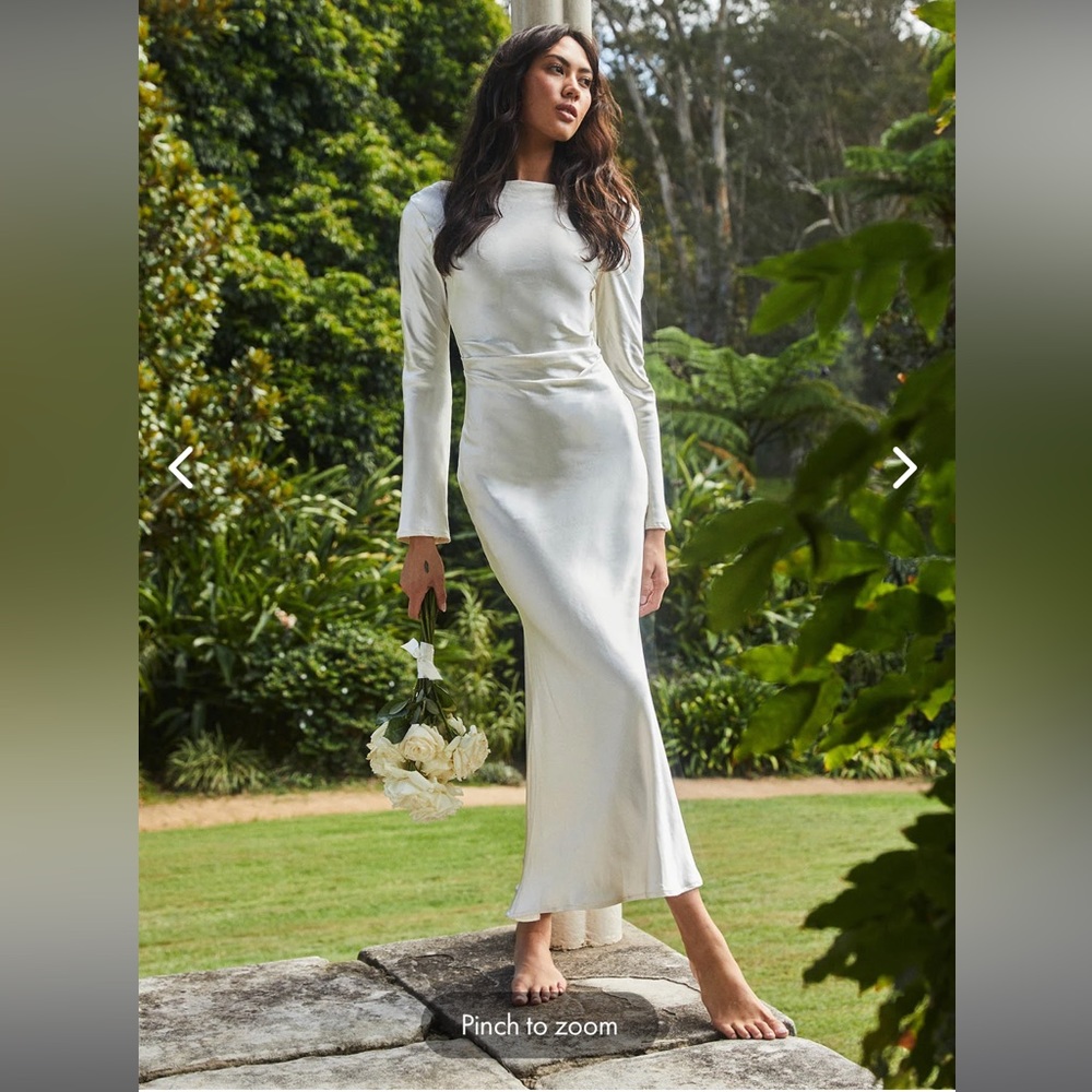 SELFIE LESLIE cowl back midi dress in ivory